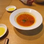 Cafe ベイベリー - スープはトマトベースで野菜を使ったミネストローネスープでした。
