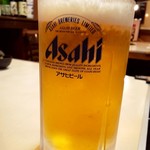 焼肉 輝 - 生ビール大　1,000円･･･中にしか見えん(汗)