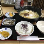 Hachinosu - 日替わり定食、今日は鍋焼きうどん定食７８０円でした（２０１９．１０．２１）