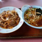 はぐろや - 焼き肉ライス半ラーメンセット850円