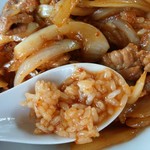 はぐろや - 焼き肉ライス半ラーメンセット850円