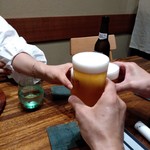 祇園もりわき - ビールで乾杯