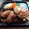花もえぎ - 料理写真:【ダブルステーキ セット￥1680(税抜)】
ハンブルグとステーキの他、ライスと味噌汁付き