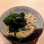 鮨 さかい - 残ったあん肝はワカメで残らず