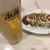 龍味 - 生ビール ¥420 ギョウザ ¥270