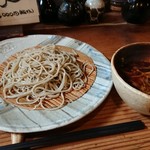 炭と蕎麦と酒 今なら - 鴨そぼろとキノコのつけ蕎麦