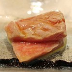 三谷 - 鮪のトロのすき焼き も 十四代　平成３年醸造　古酒