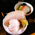 和心庭 海味 - 桜膳「お造り・酢の物」あっぷ図