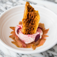 ルバーブのコンポート ギリシャヨーグルトとホワイトチョコのムース