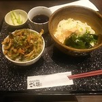 ごん讃 - あおさと海老のミニ丼とぶっかけ