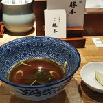 つけそば 神田 勝本 - スープ割り スダチ&三つ葉