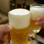 バーミヤン - 生ビール(495円×2)とドライゼロ(329円)で乾杯