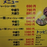 ラーメン 盛太郎 - 入口を入ると右端に券売機があり食券を購入、それからカウンター席に着席です。食券を渡すときにトッピングなどを聞かれますが、この日のスタッフさんはあとからでも大丈夫とか！？提供メニューは本店と同じですね。
