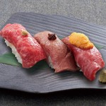 Wagyuu Yakiniku Tokori - 肉寿司三種盛合せ