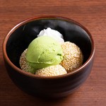 Sesame dumplings and matcha ice cream