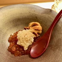 鮨よしかわ 恵比寿 - 雲丹とイクラの飯蒸し