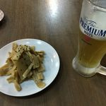 中華料理 美中味 - おつかれさまセットその１の生ビールとメンマ