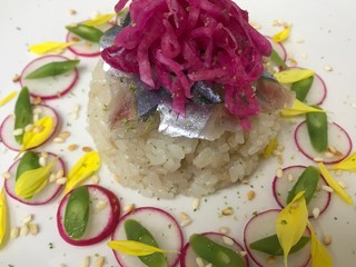 Kujou Toukyou - 北海道産サンマと魚沼特別栽培米コシヒカリの温かいサラダ