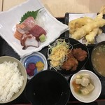 鯛将丸 - 8月2日刺身天ぷら定食