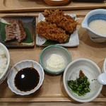 Sachinoya - 牛たん&かきフライ定食！ 美味しかった❤️・・・けど牛タン少ねぇ〜