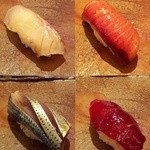 鮨 さいとう - 【2012.2.4】鯛、鰤、小肌、鮪赤身のづけ