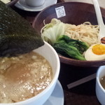 toridashikoubougaryuuya - つけ麺うまし。日替わりの付け合せスープが嬉しい！