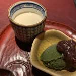 赤坂 渡なべ - 白いプリン、抹茶のシャーベット