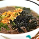 道の駅 やまくに - かけそばにかき揚げとワカメをトッピング♪