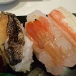 かねとも寿し - アワビ、ボタン海老、ズワイ蟹2013.11