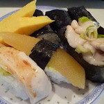 かねとも寿し - たちかま、数の子、たち軍艦、他たまご、巻物2013.11