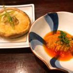 鳥田中 - しいたけと丹波地鶏 黄身醤油漬け