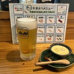 鳥やす - とり生ビールにお通し