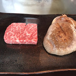 表参道うかい亭 - スペシャルランチコース１２０００円。黒毛和牛と椎茸。