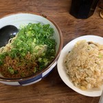 焔屋 - 青　汁なし坦々麺、半チャーハン