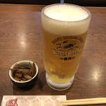 Narita ya - 生ビールはキンキンに冷えて美味い！ 口取りはきんぴら牛蒡。