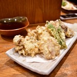 MIKURA - 豚肉と3種のキノコの天ぷら@900円