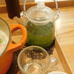 茶鍋カフェ kagurazaka saryo - 鶏つくねと塩麹のコラーゲン茶鍋ディナーセットの八女茶を入れる前(ディナーティー)