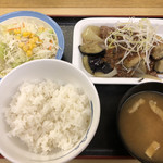 松屋 - 牛焼肉と茄子のにんにく味噌定食690円！