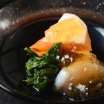 Persimmon and turnip with ponzu jelly