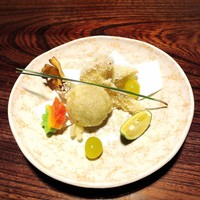 いし橋 - あられで揚げた松茸、栗、きのこ