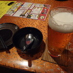 ビール　ドキドキ料理待ちです。