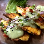 ナチュラルキッチン せさみ - 週替わり菜食ランチ　ズッキーニのトマトピカタ　空豆ソース。とても優しくて美味しいメインです