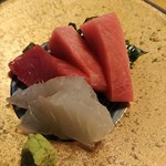 酒肴 新屋敷 - お刺身 本マグロとスズキ