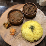 マサラ食堂 - 2種盛 チキン＋キーマ♪