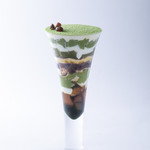 Matcha red bean paste parfait