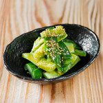 Seared cucumber with mustard miso