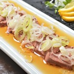 Seared beef heart with ponzu carpaccio