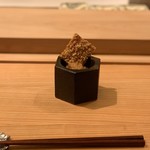 寿し道 桜田 - 北海道余市のあん肝のパテ　シャリのおこげ