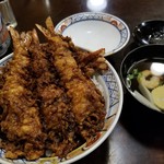 大黒家天麩羅 - 海老天丼・お椀。