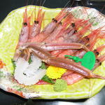 レイクサイド琴引 - 蟹と甘えびの刺身（間人蟹）